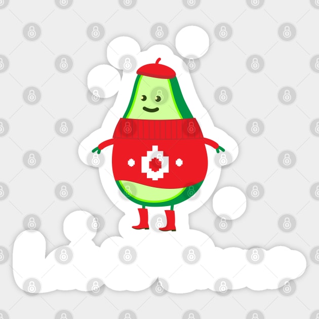 Funny winter snow avocado Sticker by spontania